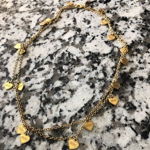 Long gold chain necklace with Coach hearts